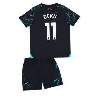 Manchester City Jeremy Doku #11 Tretí Detský futbalový dres 2023-24 Krátky Rukáv (+ trenírky)